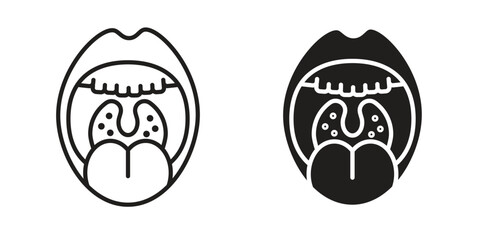 Tonsillitis icon solid style. Flat vector illustration.