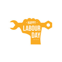 Silhouette of clenched fist with wrench vector illustration