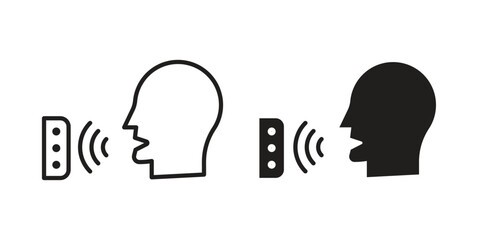 Voice control icon solid style. Flat vector illustration.