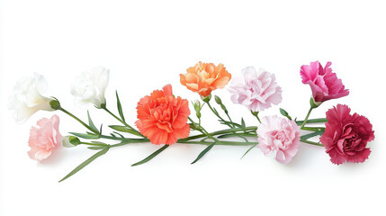 Obraz premium Beautiful arrangement of colorful carnations showcasing various shades and delicate petals, perfect for floral designs