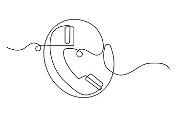 Obraz premium Smart phone design with continuous line for online art and technology user interface 