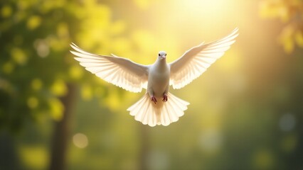 White Dove Flying In Sunlight, Peace