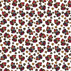 Illustration. Seamless pattern of roses and leaves, transparent background