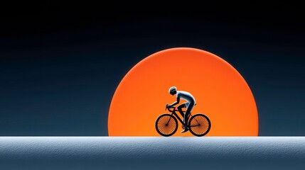 Fototapeta premium A cyclist rides against a vibrant sunset, capturing the essence of adventure and freedom in motion.