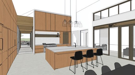 Modern kitchen design with an open layout.