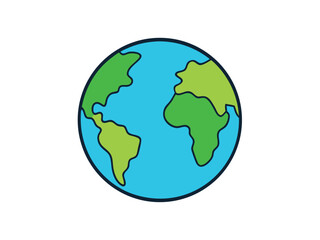 Naklejka premium Simple colorful illustration of planet earth showing continents for environmental awareness concepts.