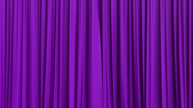 Purple silk curtains opening up