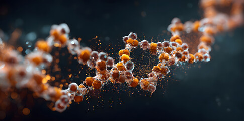Chain of amino acid or bio molecules called protein - 3d illustration