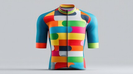 A vibrant and stylish athletic jersey showcasing colorful patterns for active sports enthusiasts.