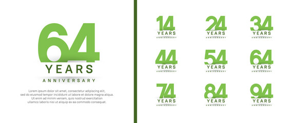 set of anniversary logo style. vector design green color for celebration