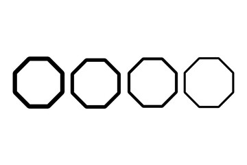 Obraz premium Four white octagon outlines in a row on a black background