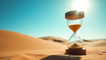 Hourglass In Desert Under Bright Sun
