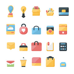 2D Flat icon Digital Payment & E-commerce Icons isolated in White Background