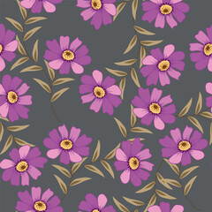 Fototapeta premium Beautiful floral pattern in small abstract flowers. Small colorful flowers. Coral pink background. Ditsy print. Floral seamless background. Elegant template for fashion prints. Stock pattern 