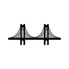Obraz premium Iconic suspension bridge silhouette against white background