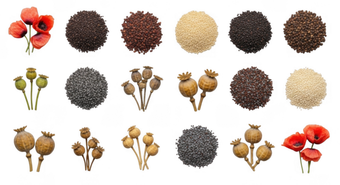 A Beautiful Collection of Colorful Spices and Seeds To Inspire Culinary Exploration and Creativity, isolated on a transparent background
