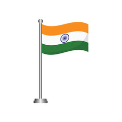 India Flag Waving on Flagpole Vector