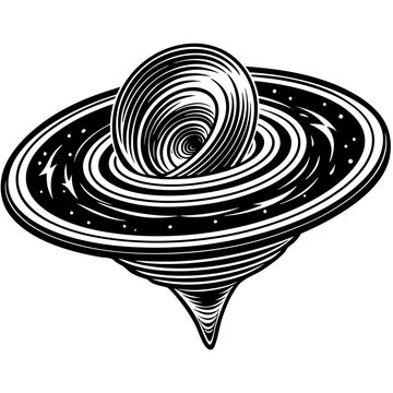 black and white swirling space object clip art preview