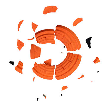 PNG of a busted clay pigeon target used in shotgun competitions sporting clays, skeet, or trap.