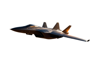 Fictional Stealth Aircraft with Bunker-Penetrating Missile in Sci-Fi Landscape, 3D Render
