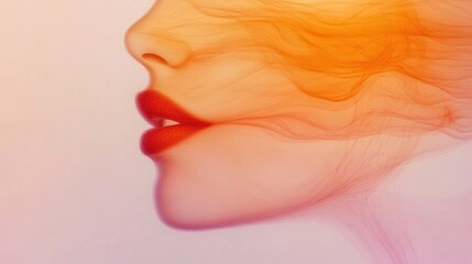 A profile view of a woman's face with vibrant color gradients.