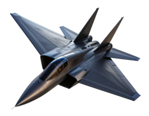 Futuristic Stealth Aircraft in Flight, Isolated on Transparent Background