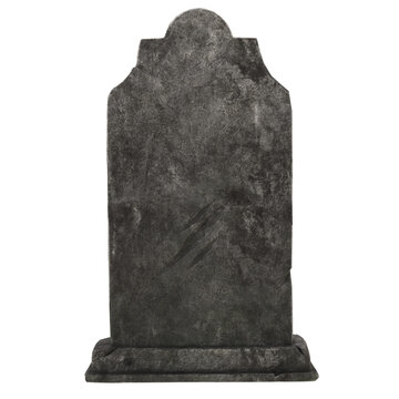 3D rendered illustration of a simple weathered gravestone with subtle slant, isolated on transparent background