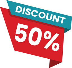 50% Discount Sale Banner – Bold Promotional Offer Label Graphic

