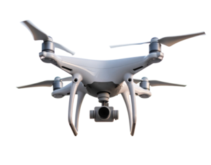  Futuristic Surveillance Drone in Flight During Golden Hour, 3D Render PNG