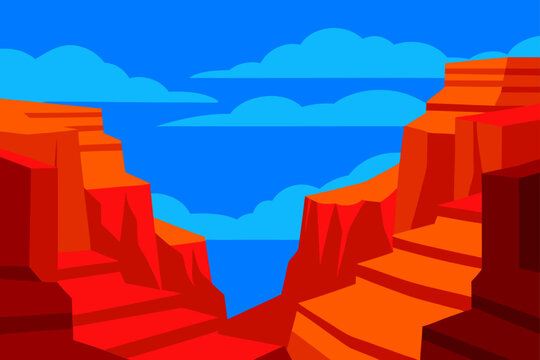 cartoon canyon red rock formations landscape illustration