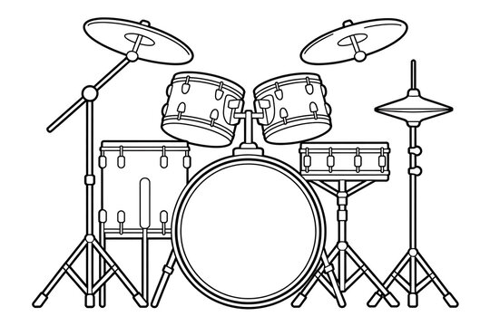 A drum set, complete with cymbals and drums.

