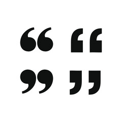 An Array of Four Black Quote Marks Pairs Showcasing Different Styles for Emphasis and Text Annotation Purposes