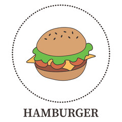 Abstract big hamburger on white background - Vector illustration