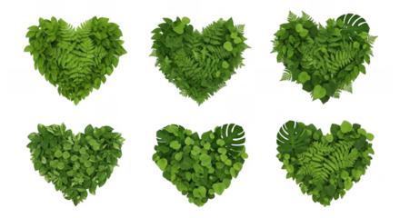 Heart-shaped Green Leaf Arrangements: Ideal Elements for Eco-friendly and Sustainable Design Projects, isolated on a transparent background