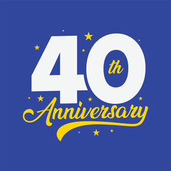 40th anniversary logo design. 40 years anniversary celebration banner, poster, template. vector illustration.