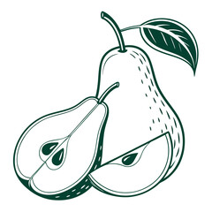 green anjou pear on white background