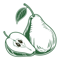 green anjou pear with leaf