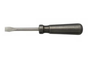 Flathead screwdriver with a black handle isolated on a transparent background, ideal for tool collections and diy project illustrations