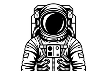 Astronaut in a black and white spacesuit.
