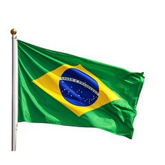  Realistic Brazil Flag Fluttering with Elegant Motion, Perfect PNG for Patriotic, Travel, and Sports Themes