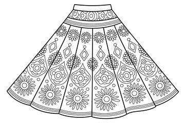 Ornate, colorful skirt with intricate patterns.
