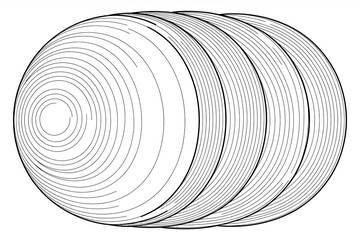Stacked concentric circles, radiating lines.

