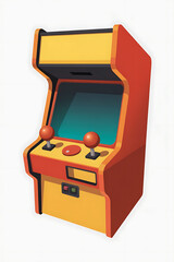 Retro arcade game machine, vibrant colors, classic design.
