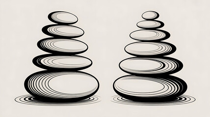 Two stacks of smooth stones, balanced in a serene design.
