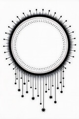 Circular frame with radiating lines and dripping stars.
