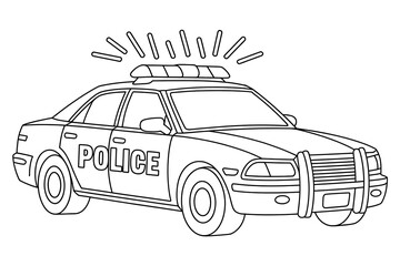 Outlined police car, symbol of law and order.
