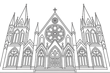 Gothic style church facade, intricate design.
