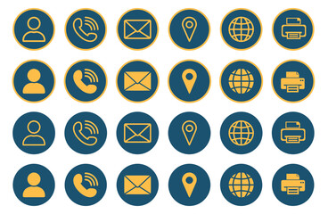 Set of flat design icons representing contact information and communication methods