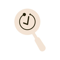 strategy icon-magnifying glass with clock retro icon