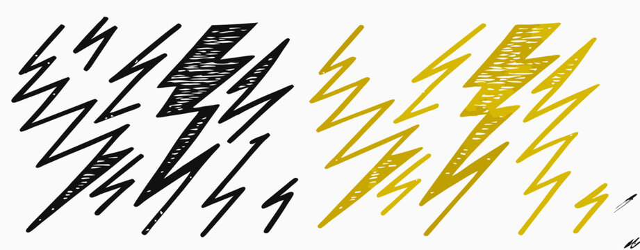 Black and Gold Lightning Bolt Graphic Design Elements